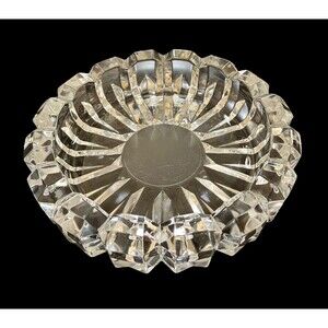 Vintage Mikasa Hoya Art Glass Clear Crystal Ashtray Tray 6.5” Diamond Point